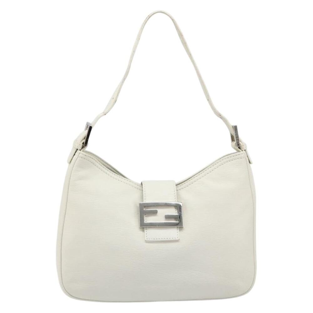 Fendi Leather Mamma Baguette Shoulder Bag White